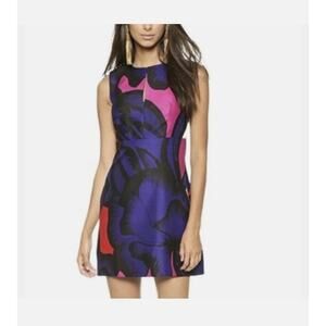 Diane Von Furstenberg Yvette Poppy Blue Purple Floral Silk Blend Sheath Dress 8